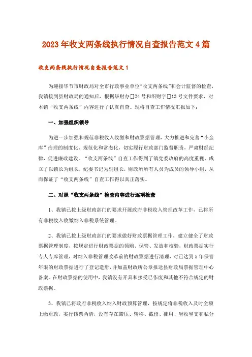 2023年收支两条线执行情况自查报告范文4篇