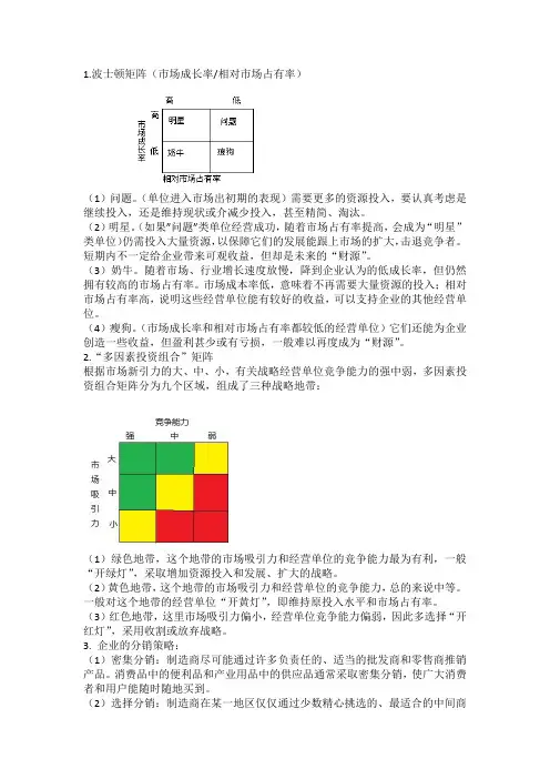 市场营销学笔记重点