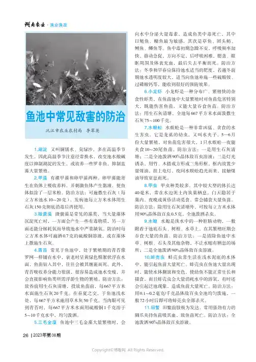 鱼池中常见敌害的防治
