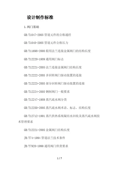 阀门设计制作标准