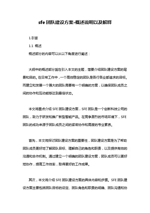 sfe团队建设方案-概述说明以及解释