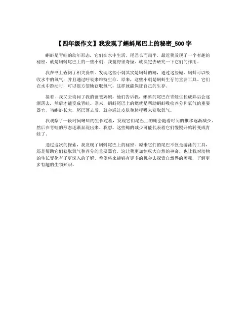 【四年级作文】我发现了蝌蚪尾巴上的秘密_500字