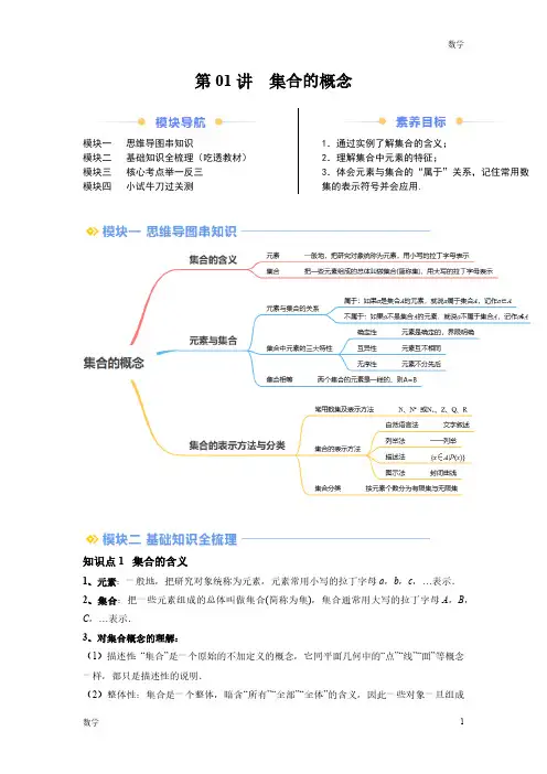 2024年新高一数学初升高衔接《集合的概念》含答案解析