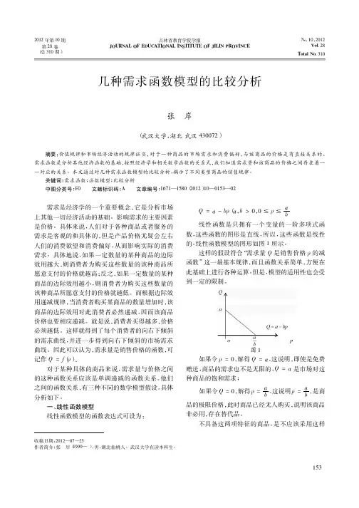 几种需求函数模型的比较分析