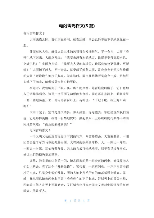 电闪雷鸣作文(5篇)
