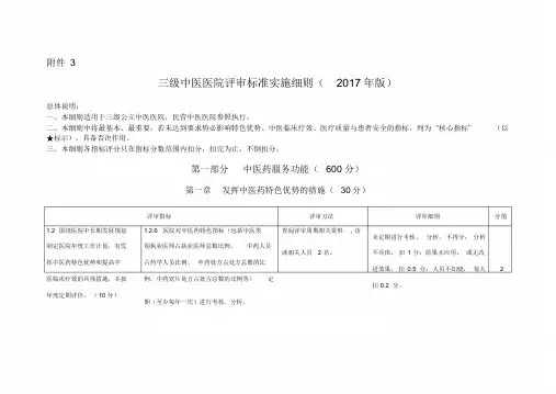 实用(药事部分)三级中医医院评审标准实施细则(2017年版)