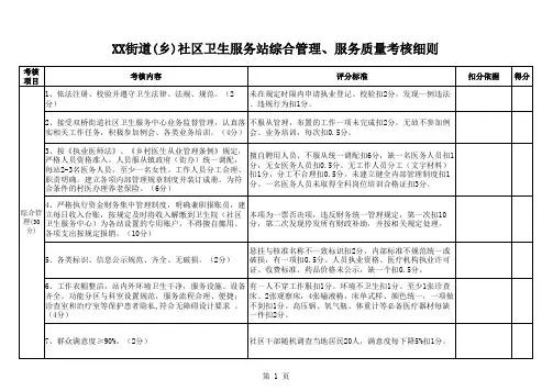 社区卫生服务站综合管理、服务质量考核细则