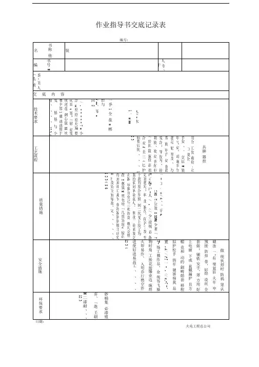 脱硫装置安装作业指导书交底记录表