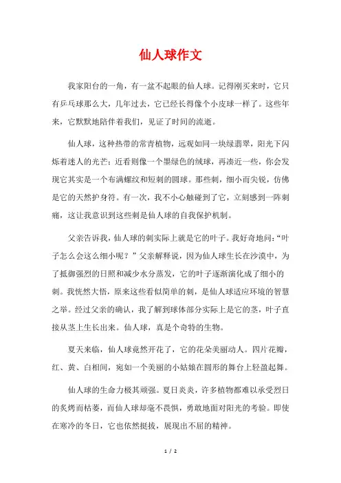 仙人球作文