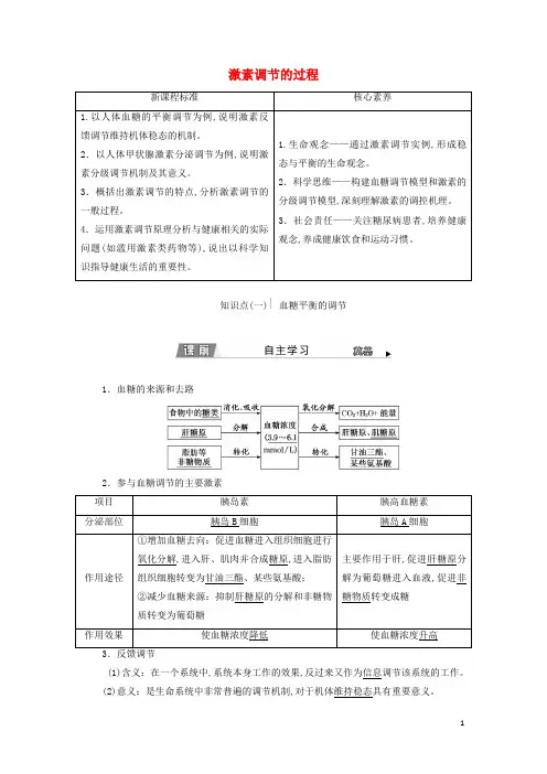 新教材高中生物第3章体液调节第2节激素调节的过程学案新人教版选择性必修1