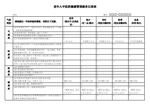 老年人中医药健康管理服务记录表(修改)