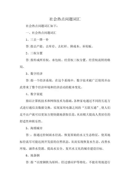 社会热点问题词汇