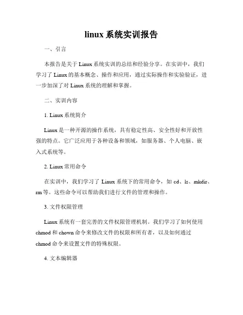 linux系统实训报告