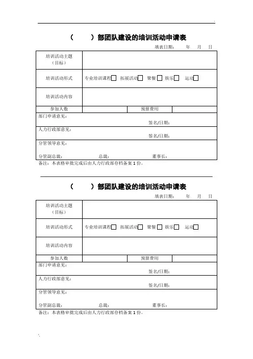 团队建设申请表