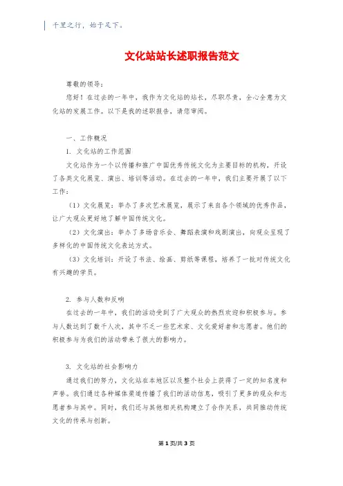 文化站站长述职报告范文