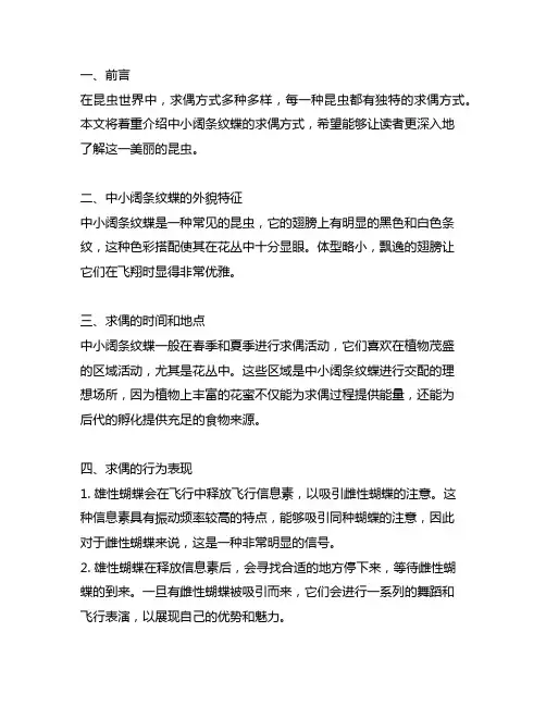 昆虫记中小阔条纹蝶的求偶方式