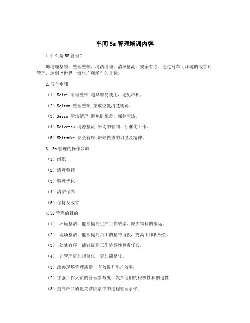 车间5s管理培训内容