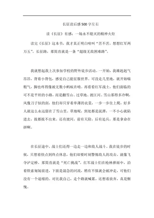 长征读后感500字左右