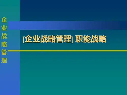 企业战略管理--职能战略