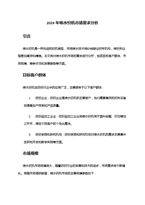 2024年喷水织机市场需求分析