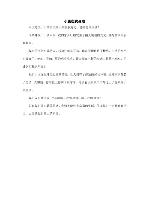 小康在我身边_小学作文