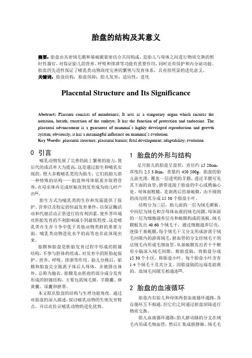 胎盘的结构及其意义