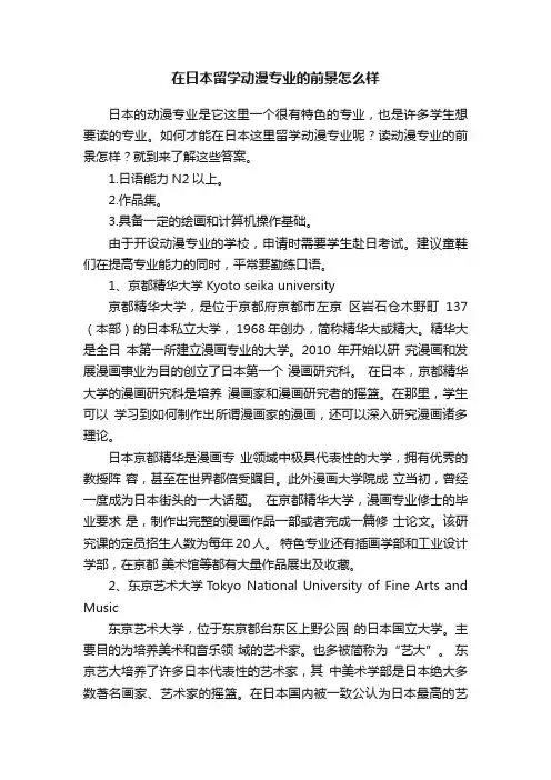 在日本留学动漫专业的前景怎么样