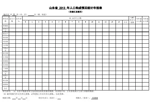 山东省2013年人口构成情况统计年报表