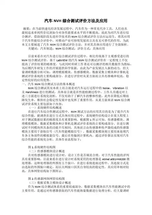 汽车NVH综合测试评价方法及应用