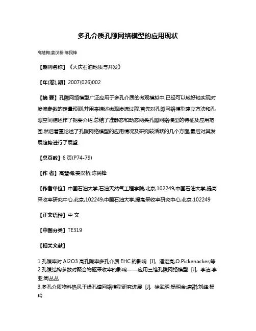 多孔介质孔隙网络模型的应用现状