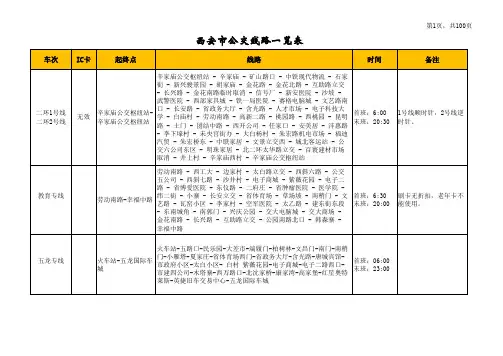 西安市公交线路一览表