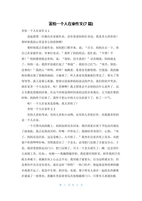 害怕一个人在家作文(7篇)