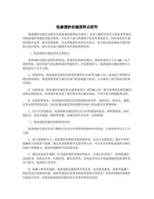 低渗透砂岩储层特点研究