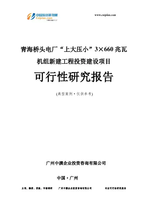 青海桥头电厂“上大压小”3×660兆瓦机组新建工程投资建设项目可行性研究报告-广州中撰咨询
