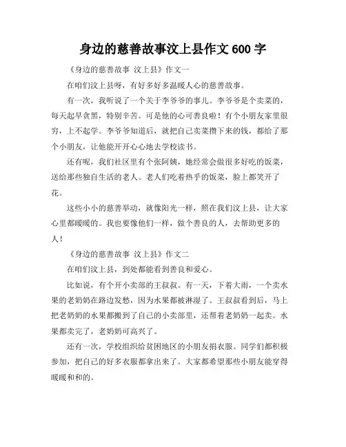 身边的慈善故事汶上县作文600字