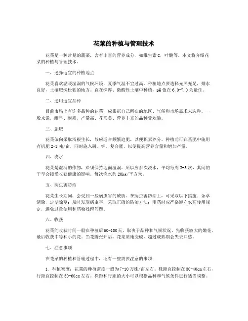 花菜的种植与管理技术