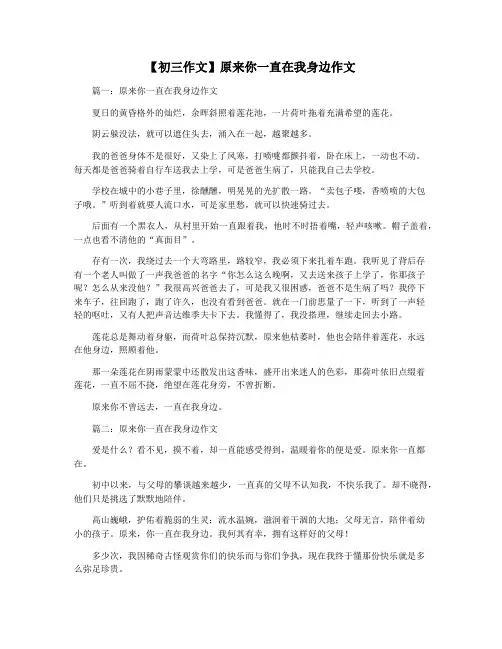 【初三作文】原来你一直在我身边作文