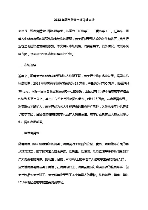 2023年菊芋行业市场环境分析