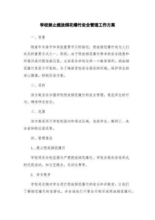 学校禁止燃放烟花爆竹安全管理工作方案