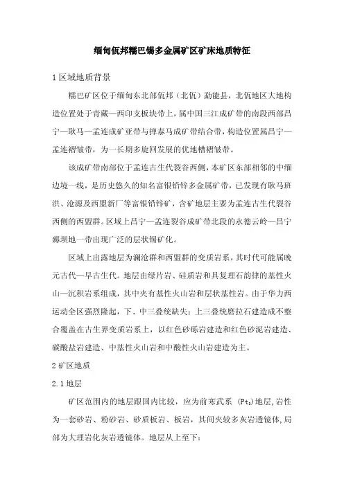 缅甸佤邦糯巴锡多金属矿区矿床地质特征