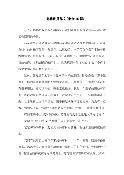 荷花优秀作文(集合15篇)精选
