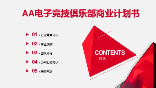 电子竞技俱乐部商业计划书 PPT课件