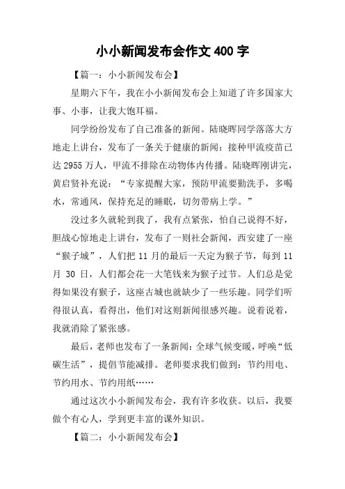 小小新闻发布会作文400字