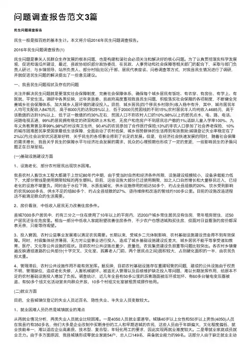 问题调查报告范文3篇