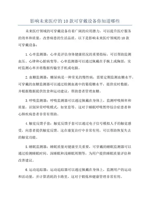 影响未来医疗的10款可穿戴设备你知道哪些