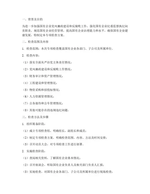 国企纪委专项检查方案