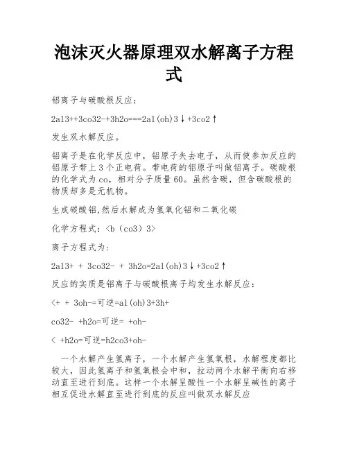泡沫灭火器原理双水解离子方程式