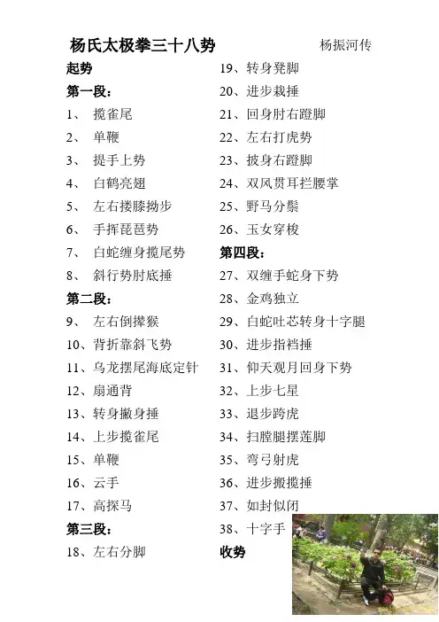 太极拳38式 名称