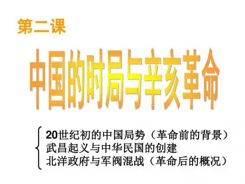 人教版历史与社会九年级上册1.2《中国的时局与辛亥革命》课件(共20张PPT)