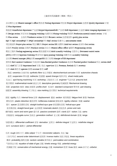 工厂常用英语翻译